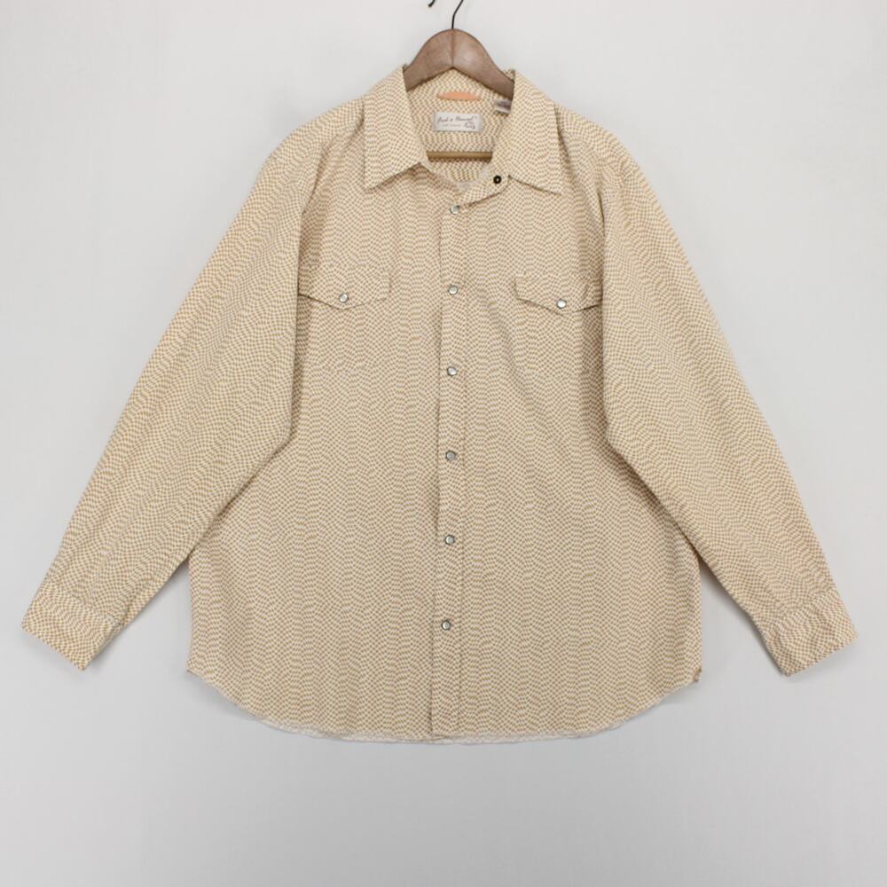 Fred And Howard Shirt Mens XXL Tan Geometric Long Sleeve Pearl Snap Western